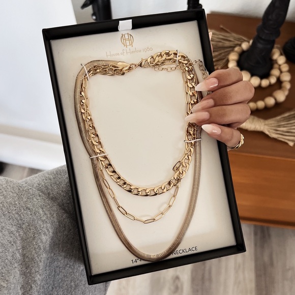 House of Harlow 1960 Jewelry - House of Harlow layered chain necklace set.